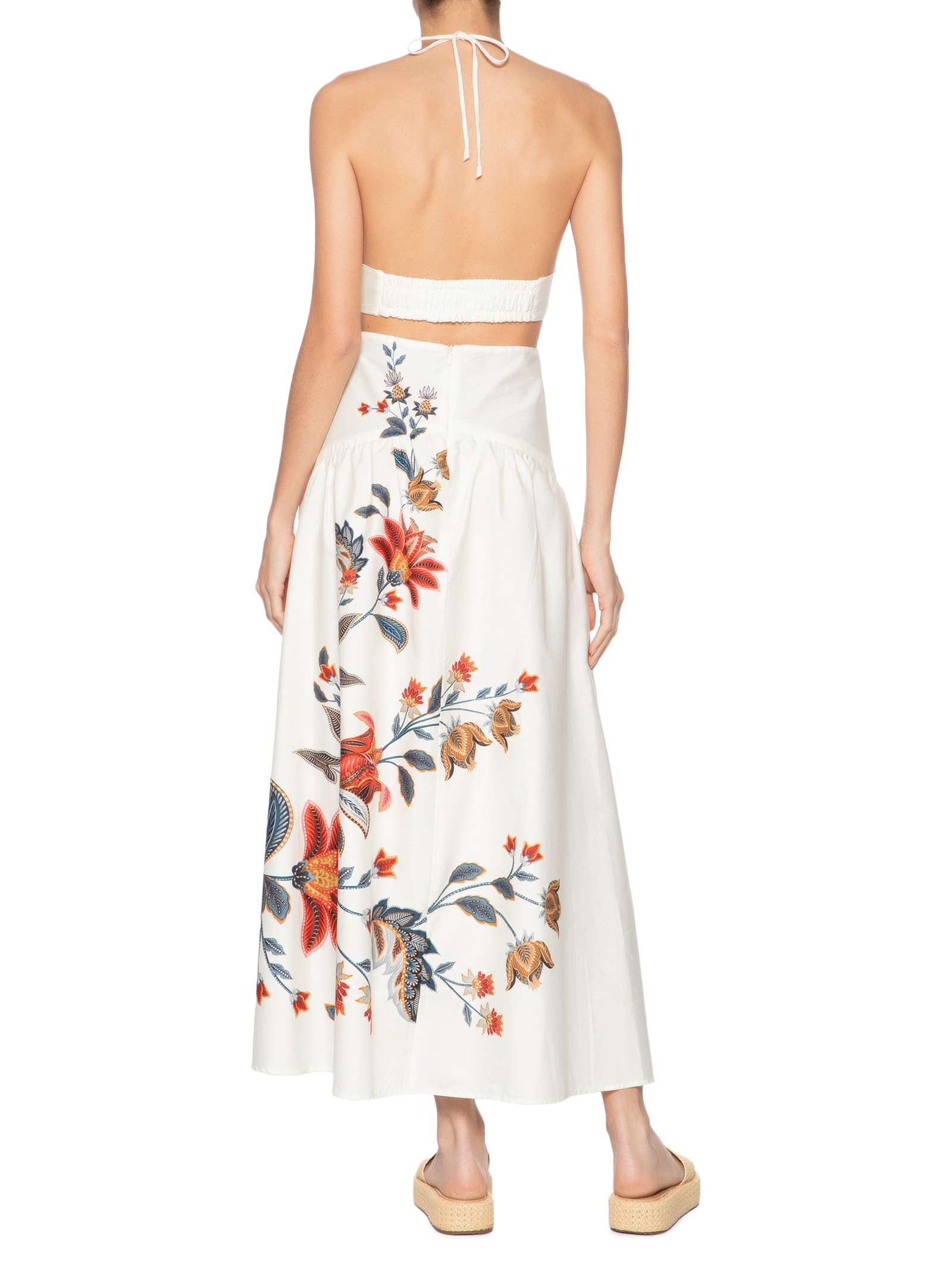 Vestido Midi Frente Única Bohoflor Bege Farm