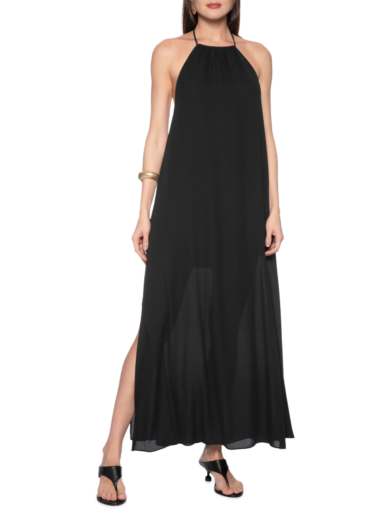 Vestido Midi Frente Única Preto My Favorite