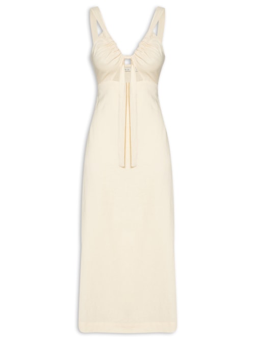 Vestido Midi Frente Vazada – Amarelo