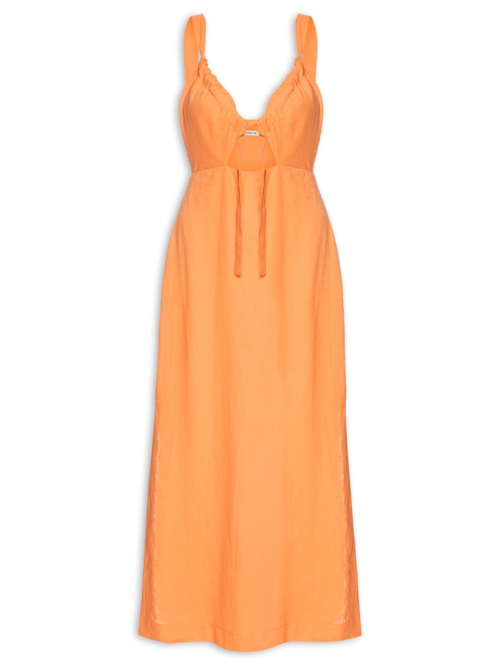 Vestido Midi Frente Vazada Laranja  Dress To