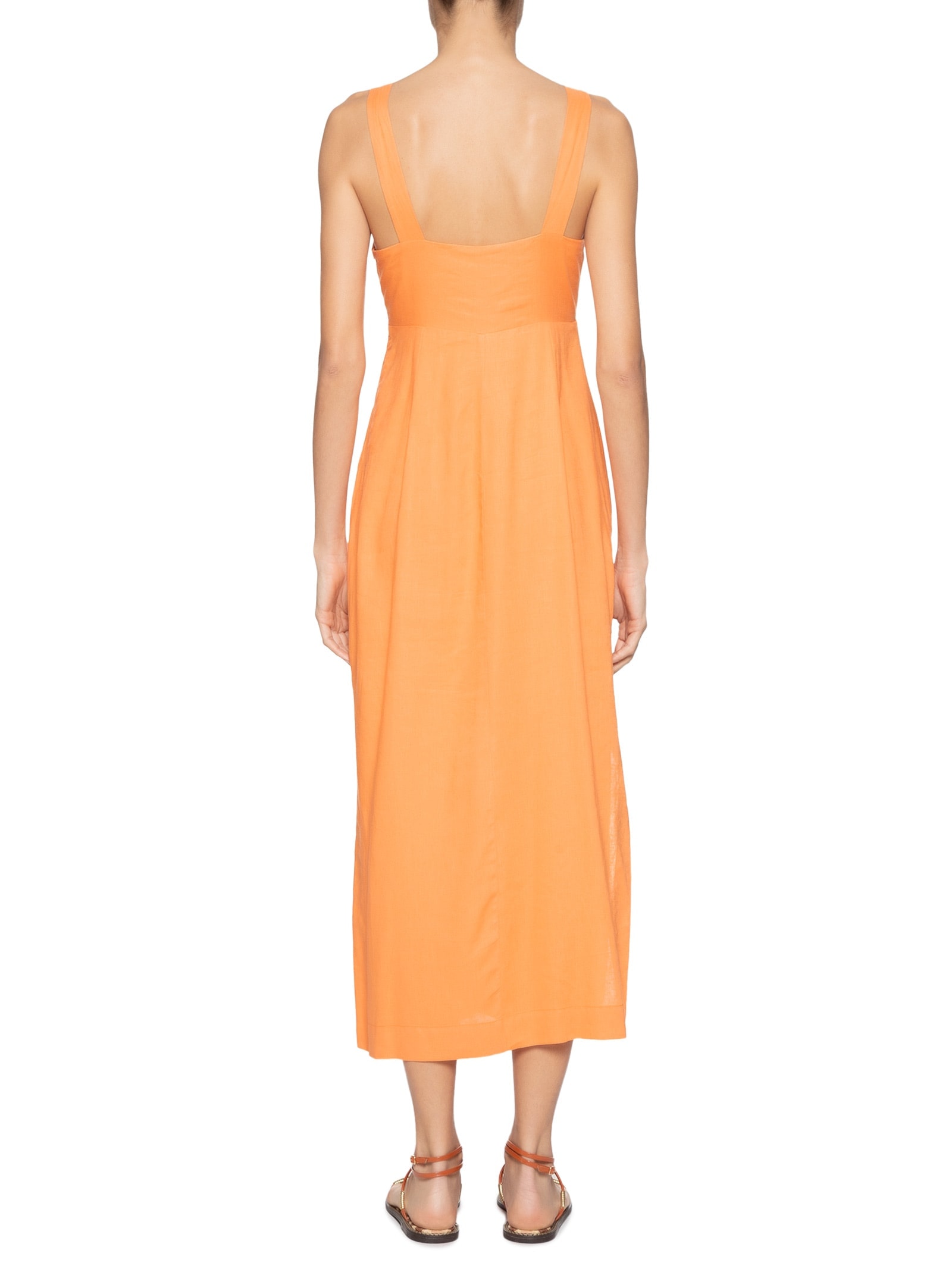 Vestido Midi Frente Vazada Laranja  Dress To