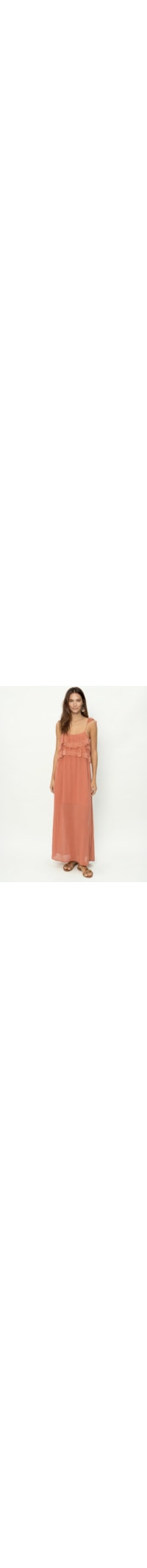 Vestido Midi Ggt Babado Renda - Rosa