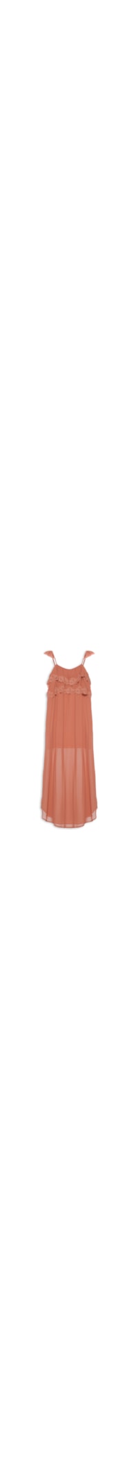 Vestido Midi Ggt Babado Renda - Rosa