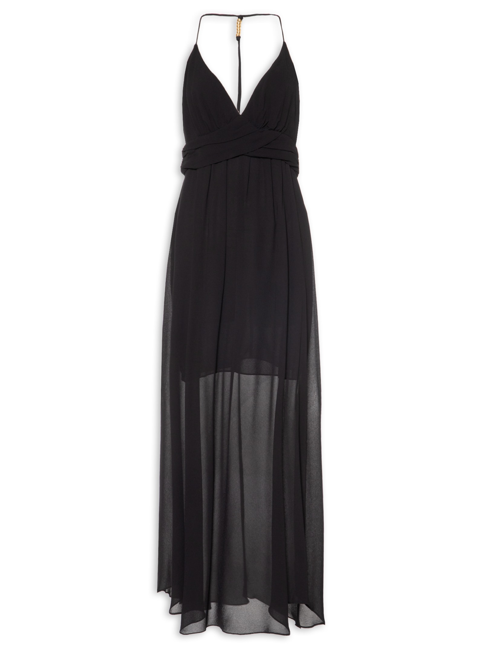 Vestido Midi Ggt Costas Metais Preto Maria Filó