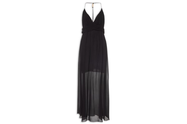 Vestido Midi Ggt Costas Metais - Preto