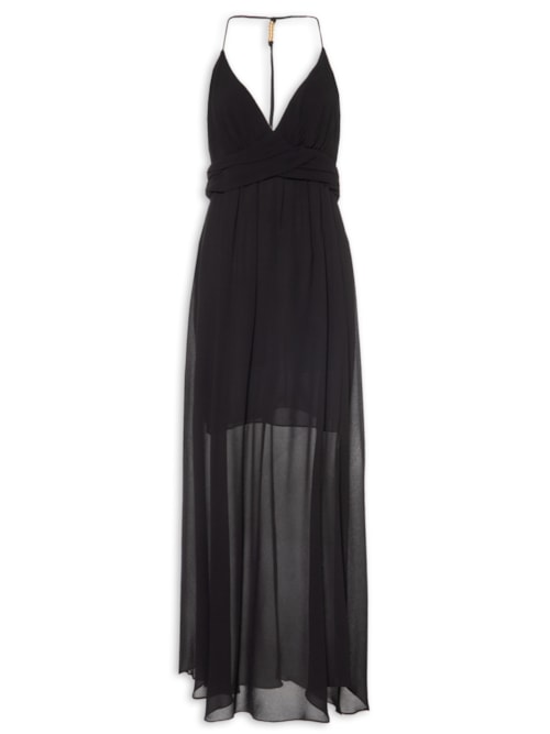 Vestido Midi Ggt Costas Metais - Preto