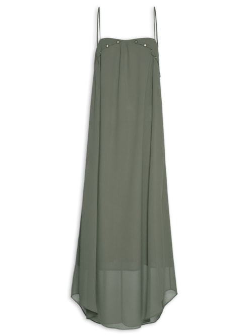 Vestido Midi Ggt Decote Metais – Cinza