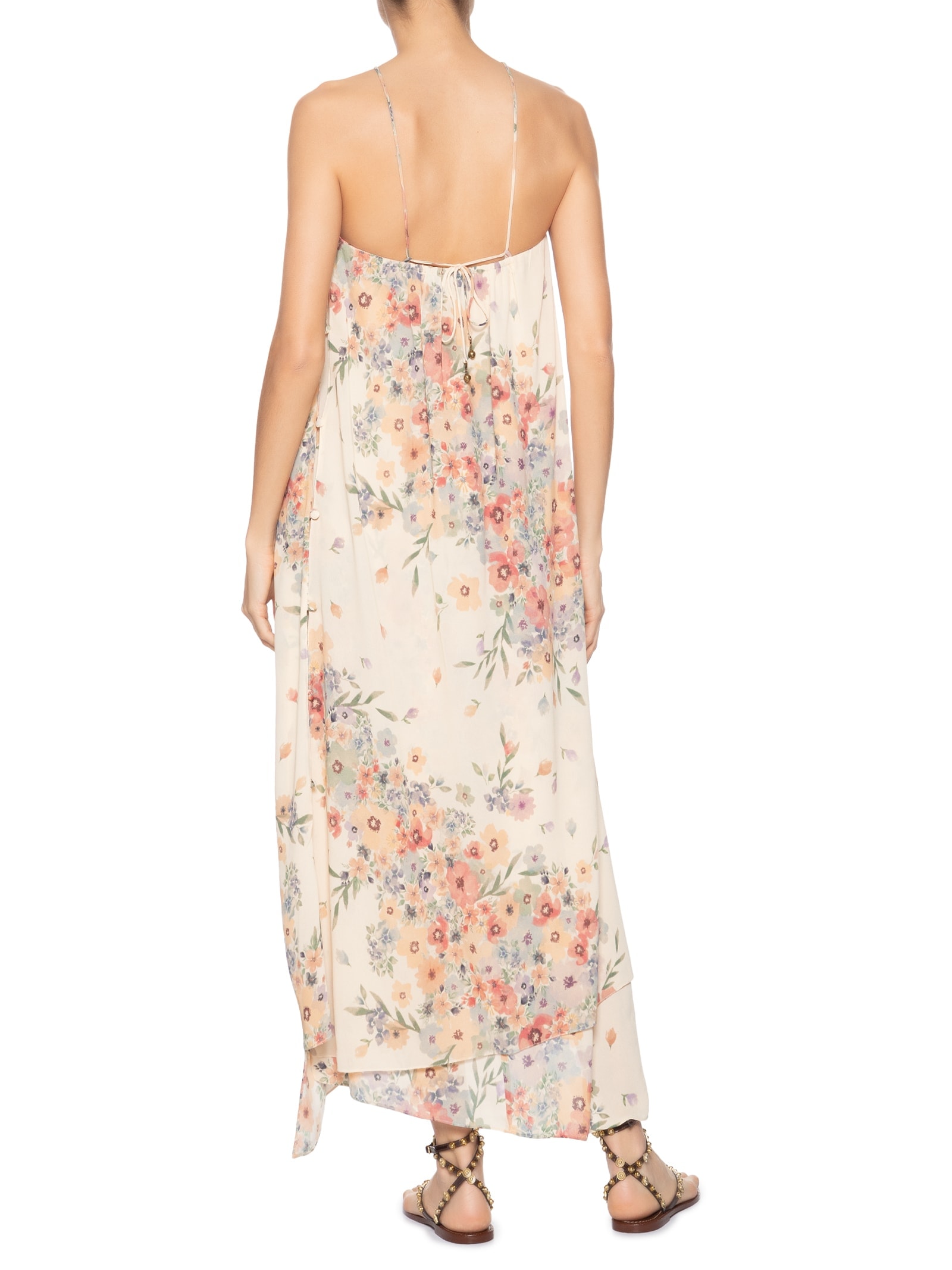 Vestido Midi Ggt Estampa Allure Bege Maria Filó