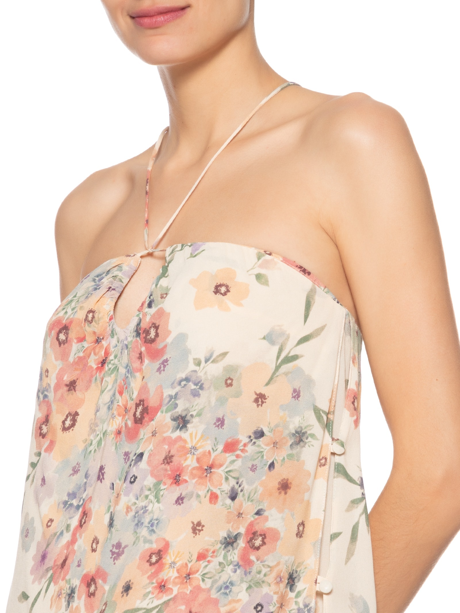 Vestido Midi Ggt Estampa Allure Bege Maria Filó
