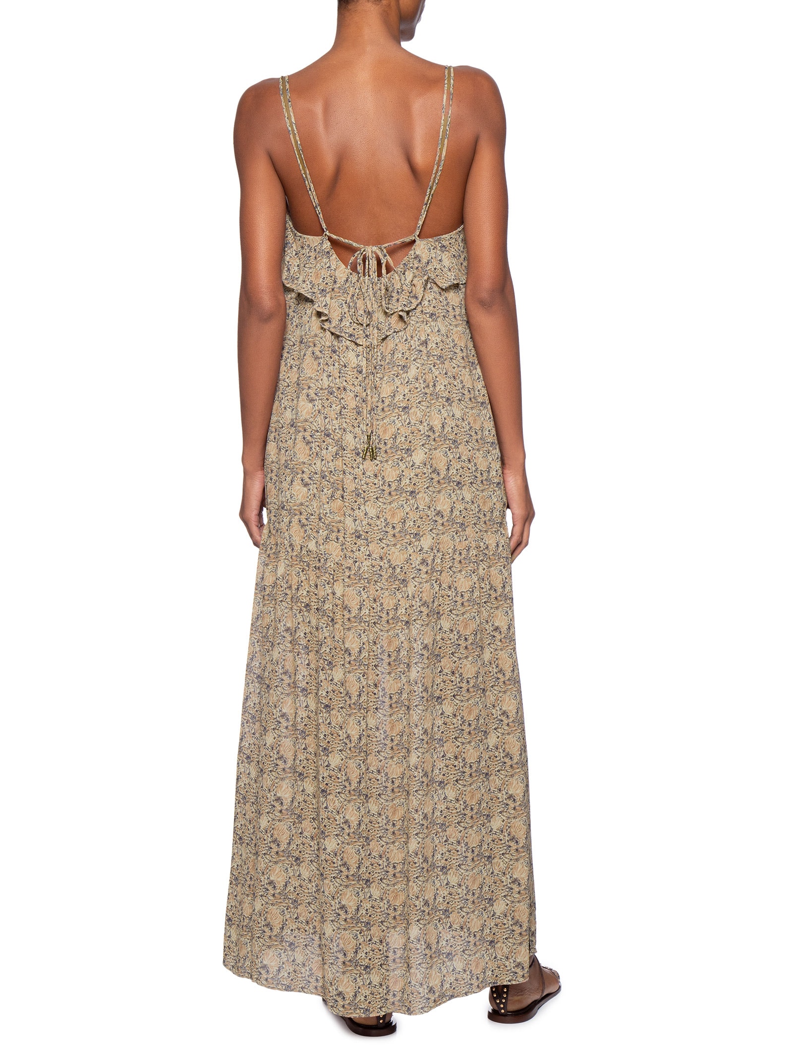 Vestido Midi Ggt Estampa Fable Bege Maria Filó