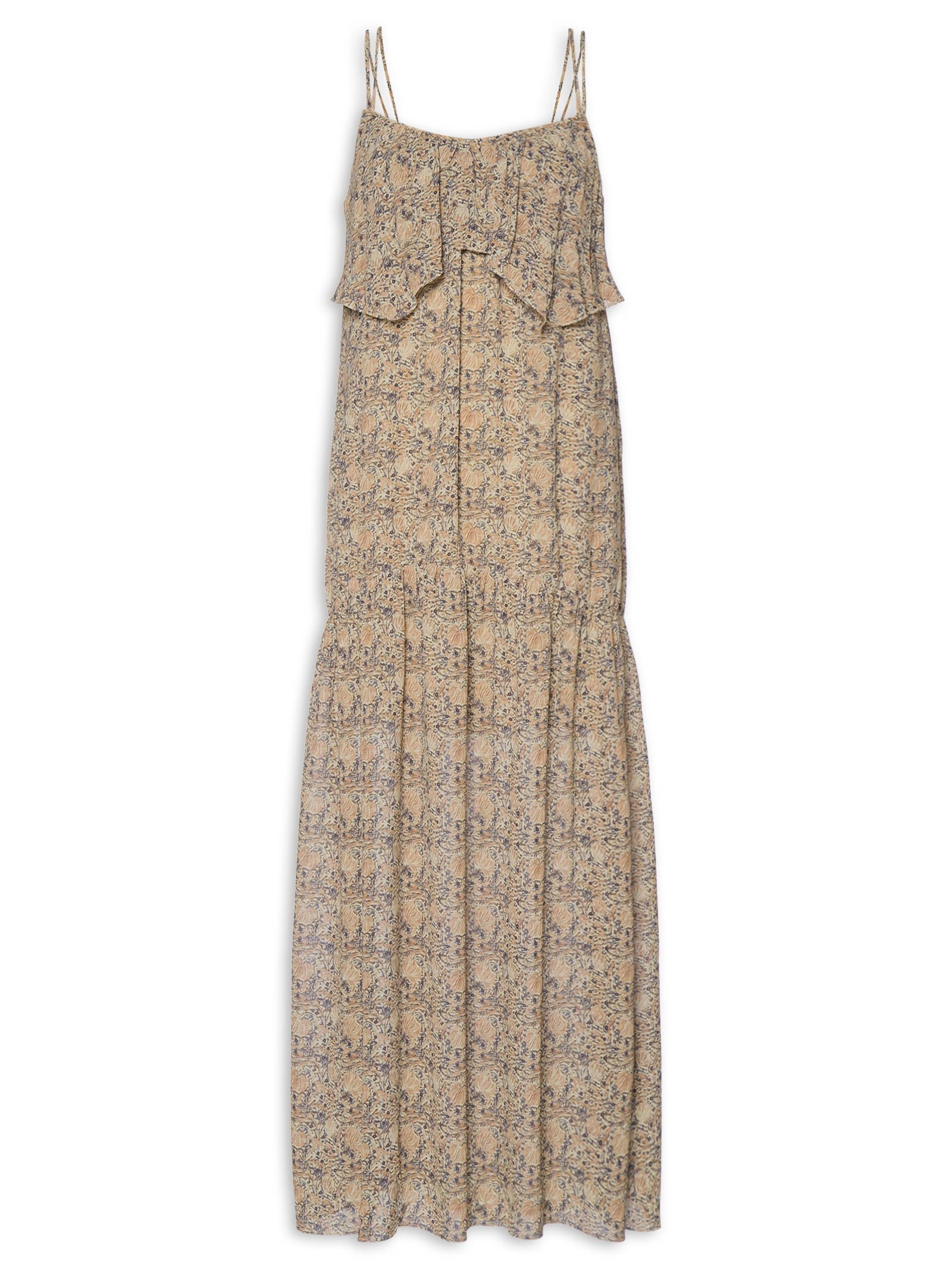 Vestido Midi Ggt Estampa Fable Bege Maria Filó