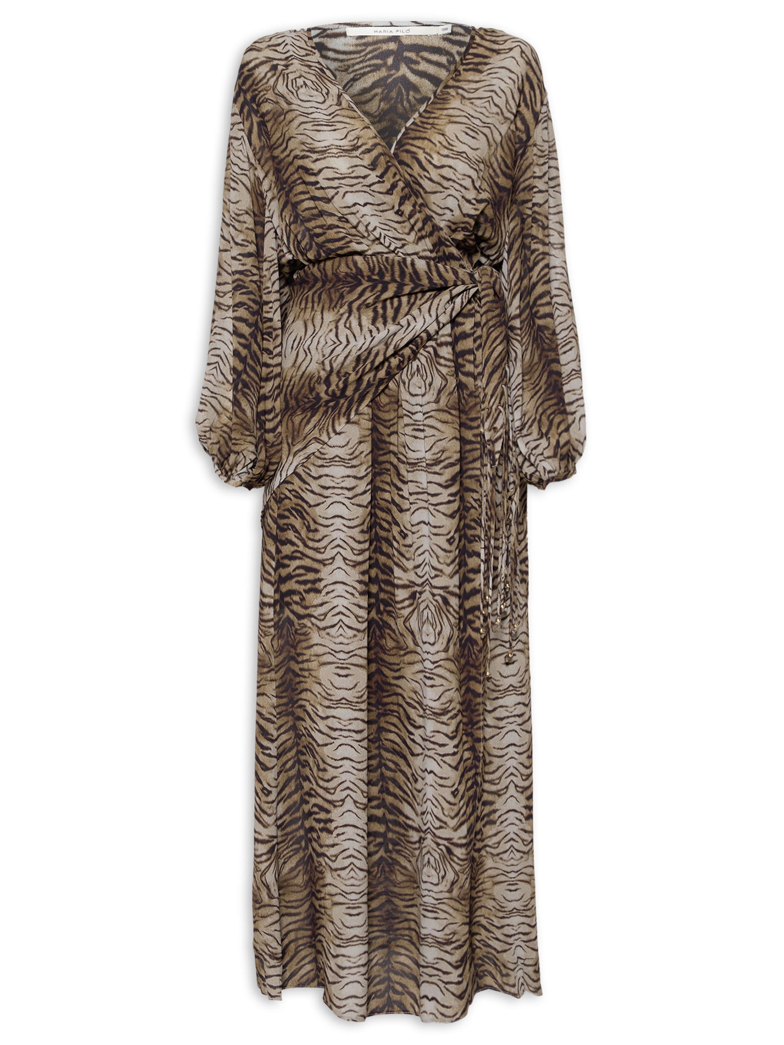 Vestido Midi GGT Estampa Felin Marrom Maria Filó