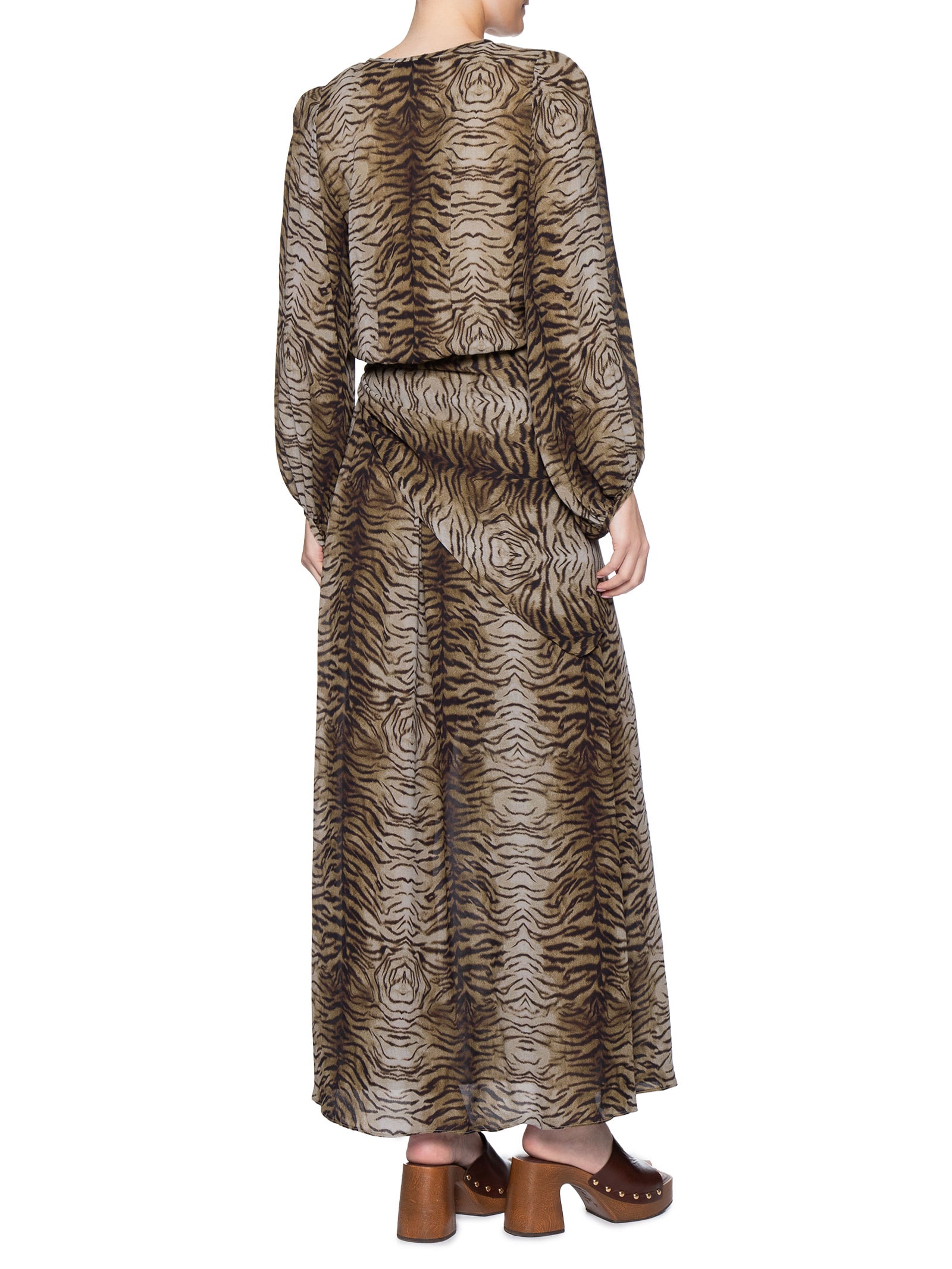 Vestido Midi GGT Estampa Felin Marrom Maria Filó