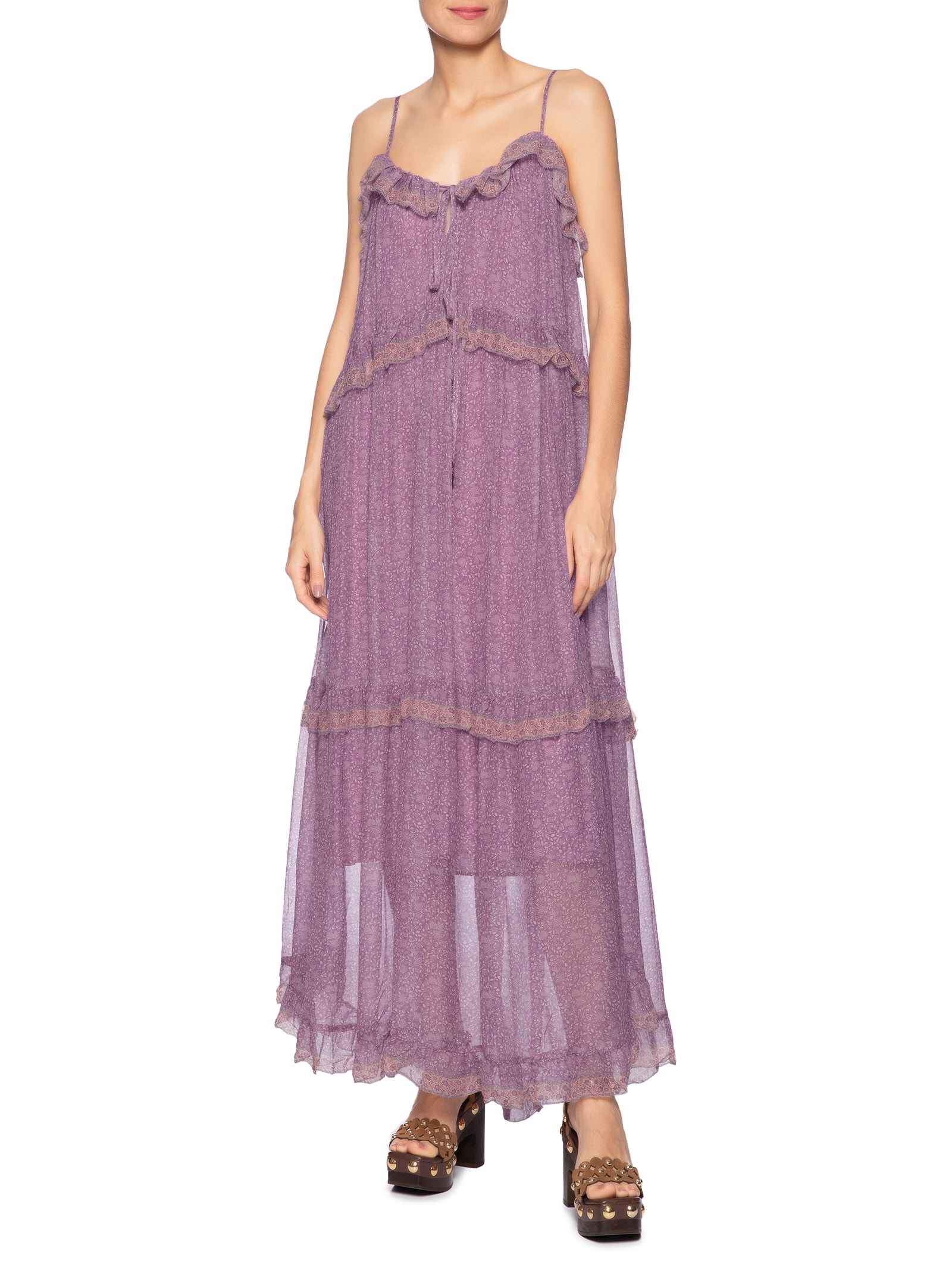 Vestido Midi Ggt Estampa Isla Roxo Maria Filó