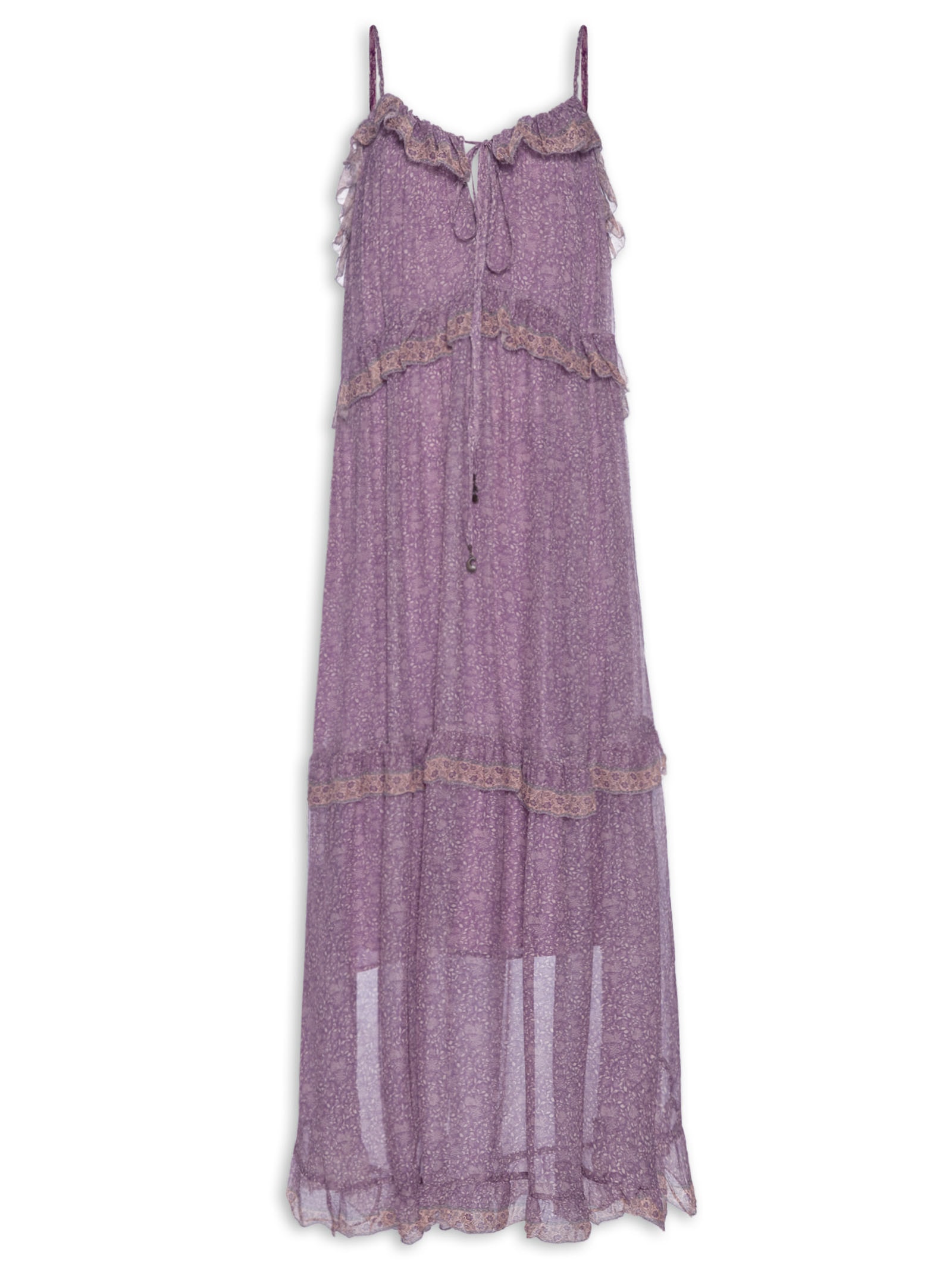 Vestido Midi Ggt Estampa Isla Roxo Maria Filó