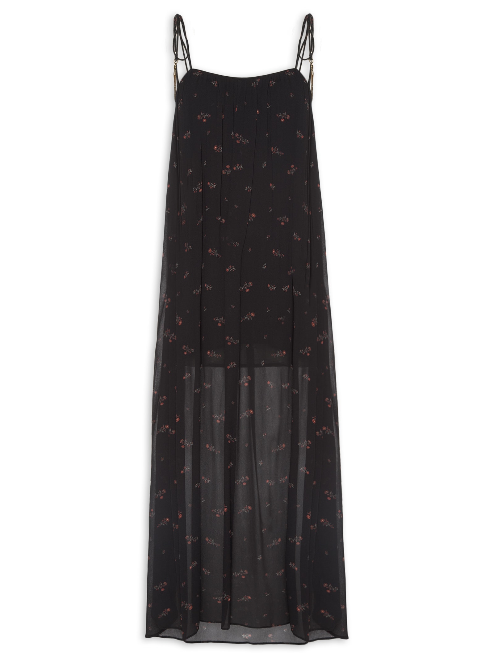 Vestido Midi GGT Estampa Lily Preto Maria Filó