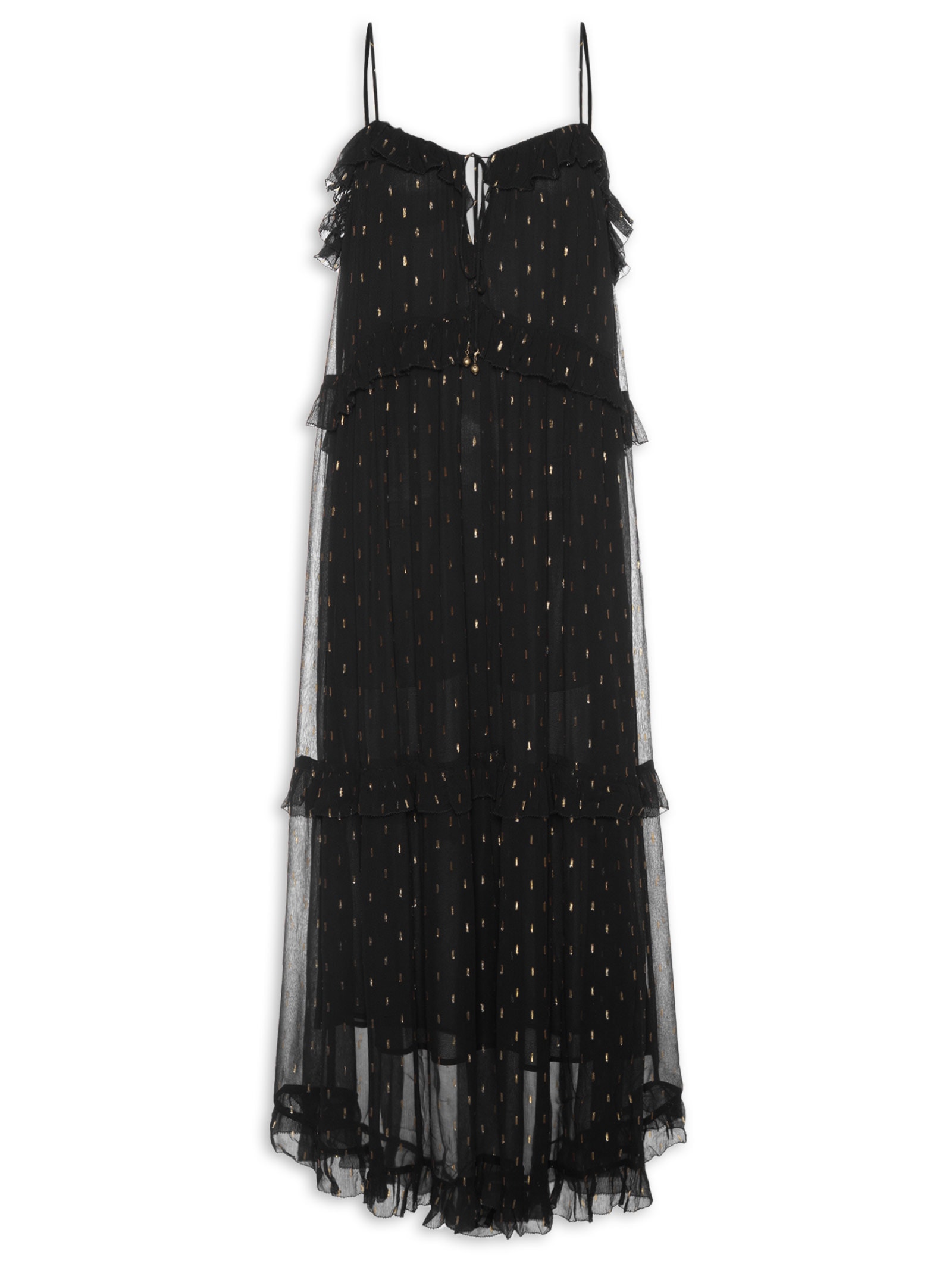 Vestido Midi GGT Lurex Preto Maria Filó