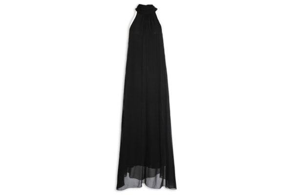 Vestido Midi Gola Alta Bicolor – Preto
