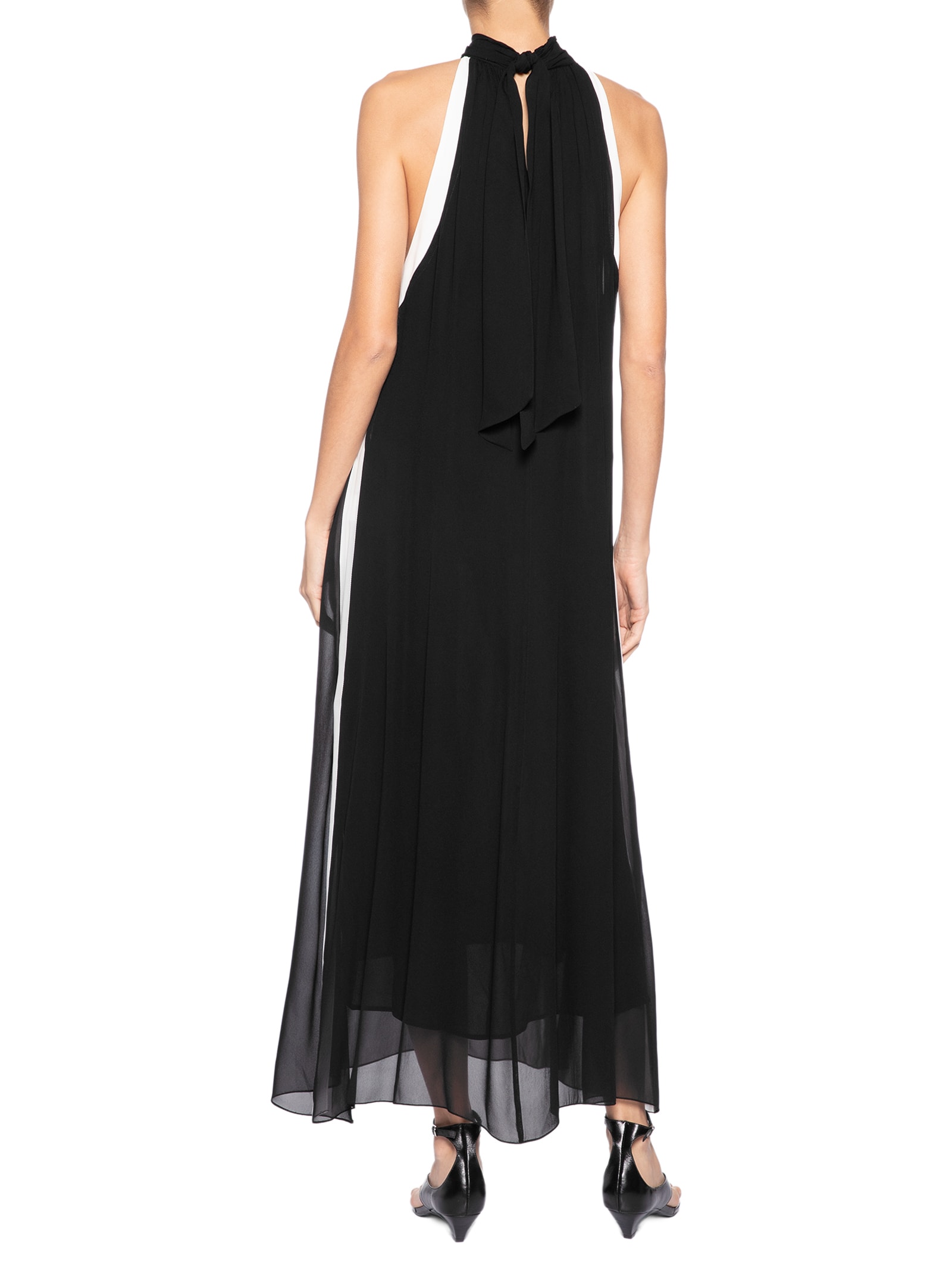 Vestido Midi Gola Alta Bicolor – Preto Animale