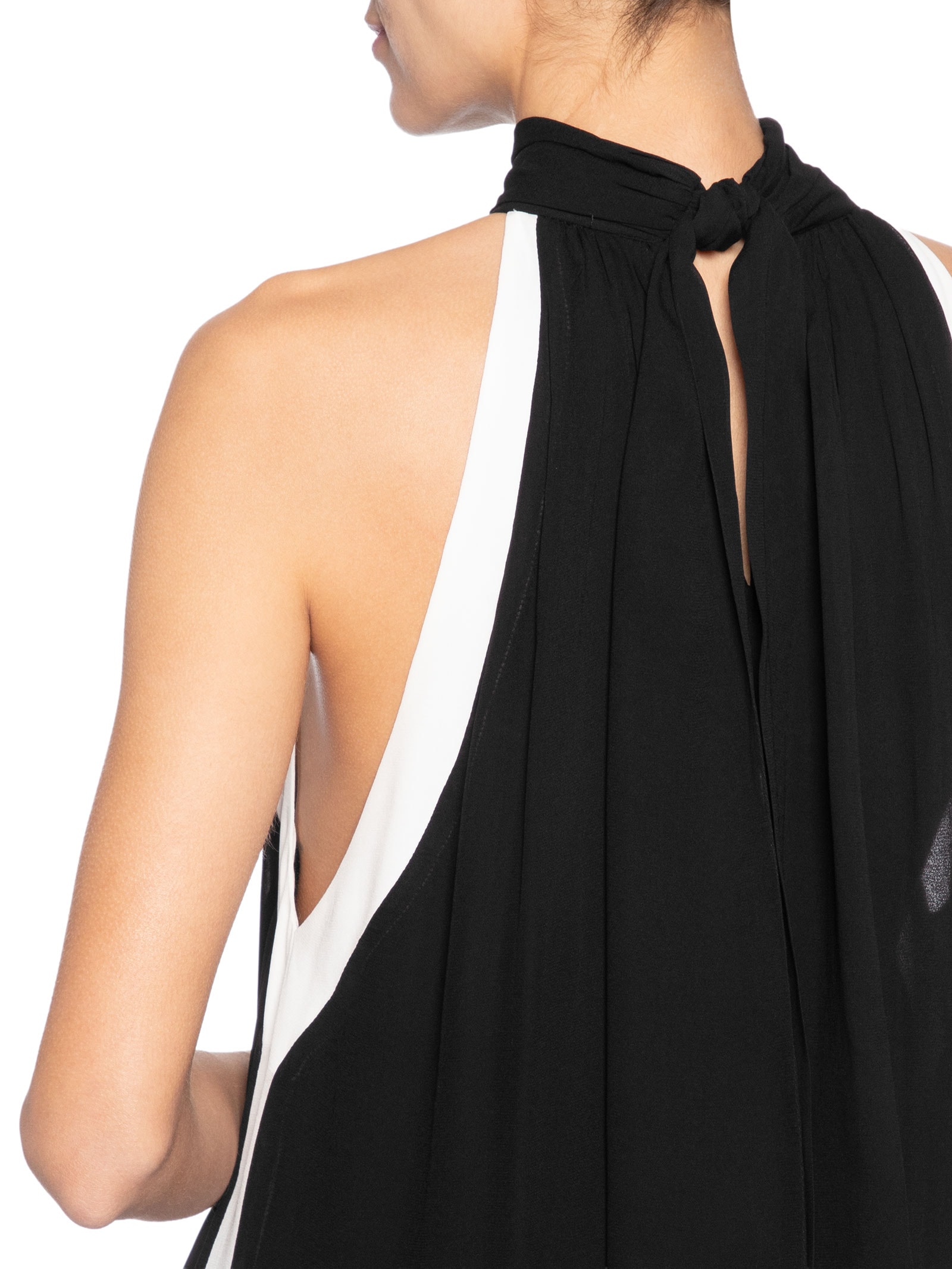 Vestido Midi Gola Alta Bicolor – Preto Animale