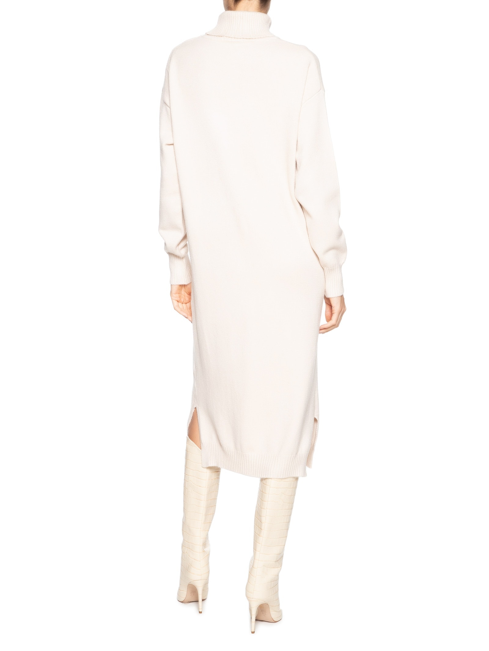 Vestido Midi Gola Alta em Tricot Bege '2Essential