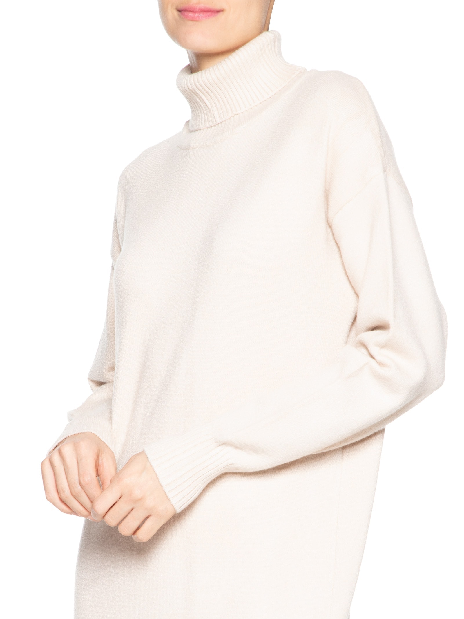 Vestido Midi Gola Alta em Tricot Bege '2Essential