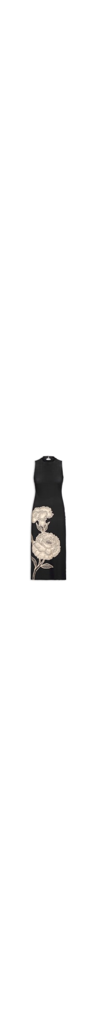 Vestido Midi Gola Alta Jardim de Cordel – Preto