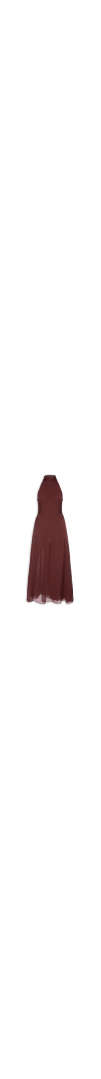 Vestido Midi Gola Alta - Marrom