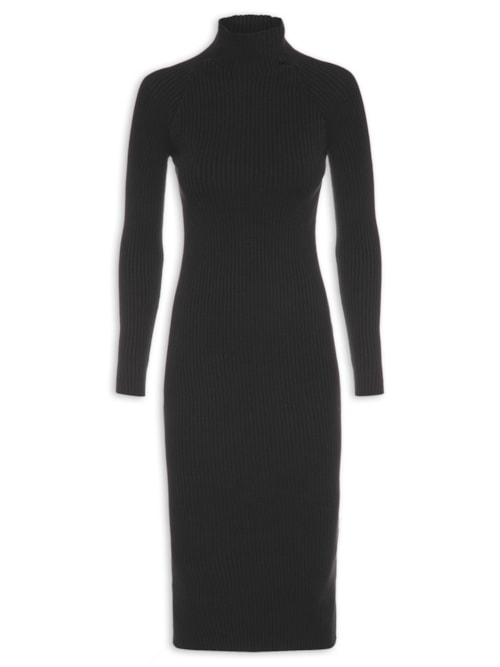Vestido Midi Gola Alta – Preto