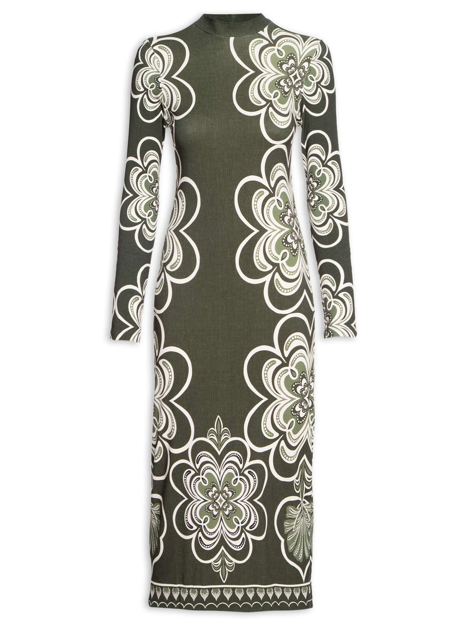 Vestido Midi Gráfico Místico Verde Farm