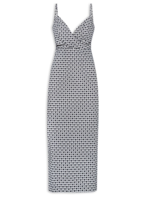 Vestido Midi Gravataria Quadriculada – Preto