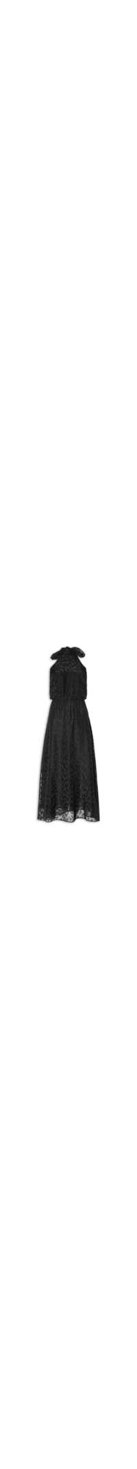Vestido Midi Halter Neck Jacquard - Preto
