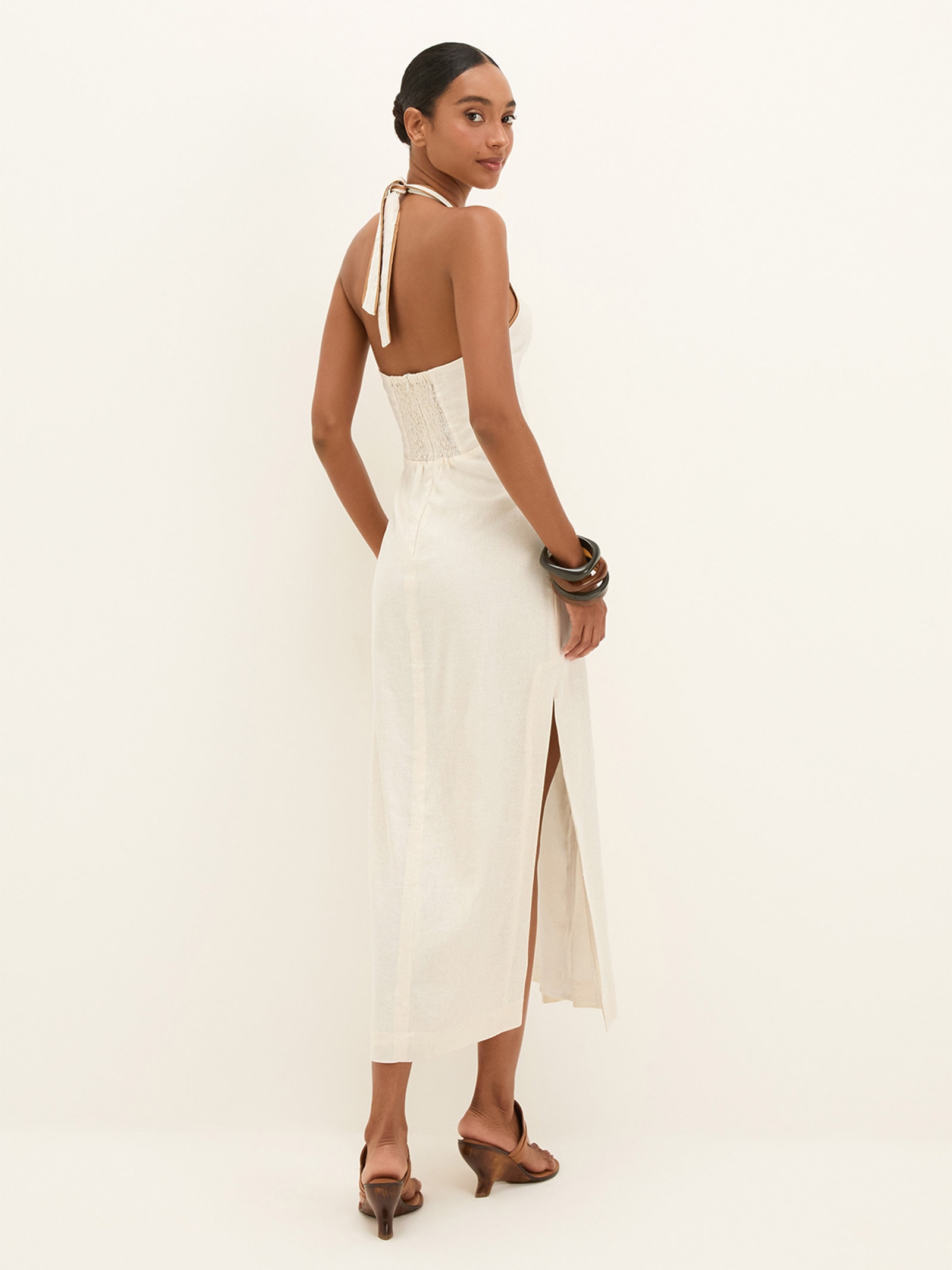 Vestido Midi Iva Detalhe Branco Vix