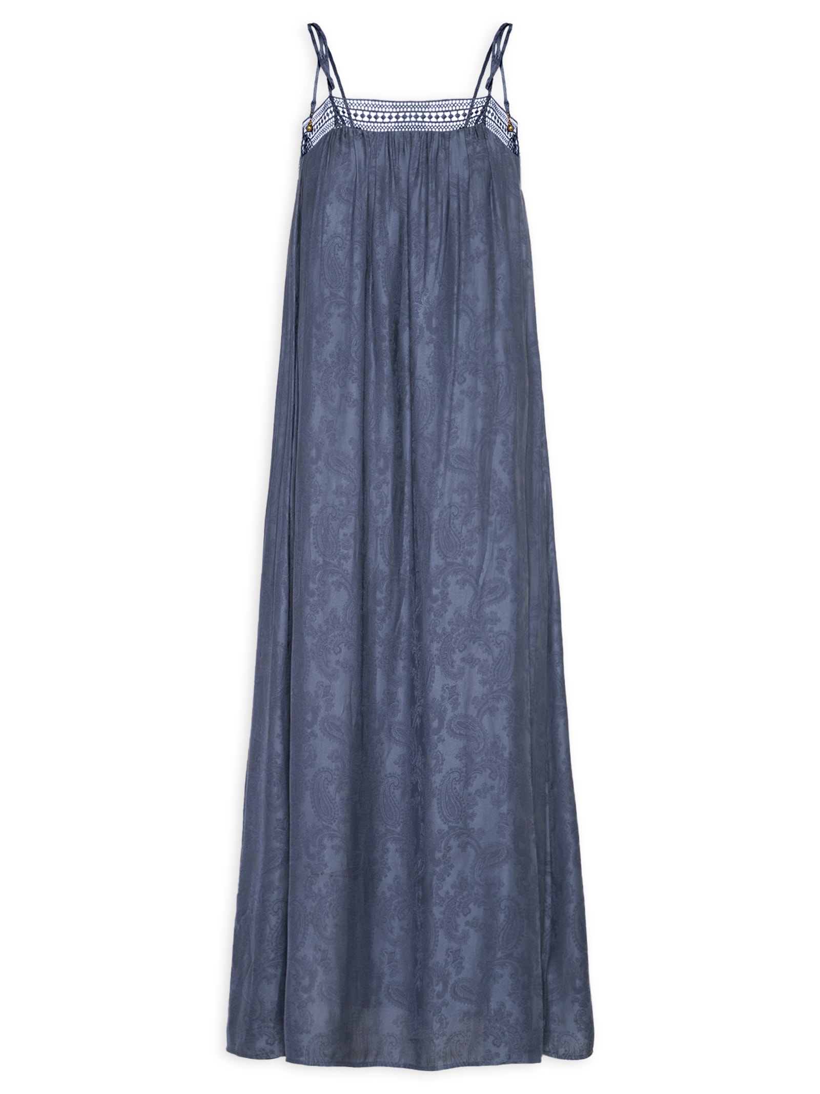 Vestido Midi Jacquard Cachemiere Azul Maria Filó