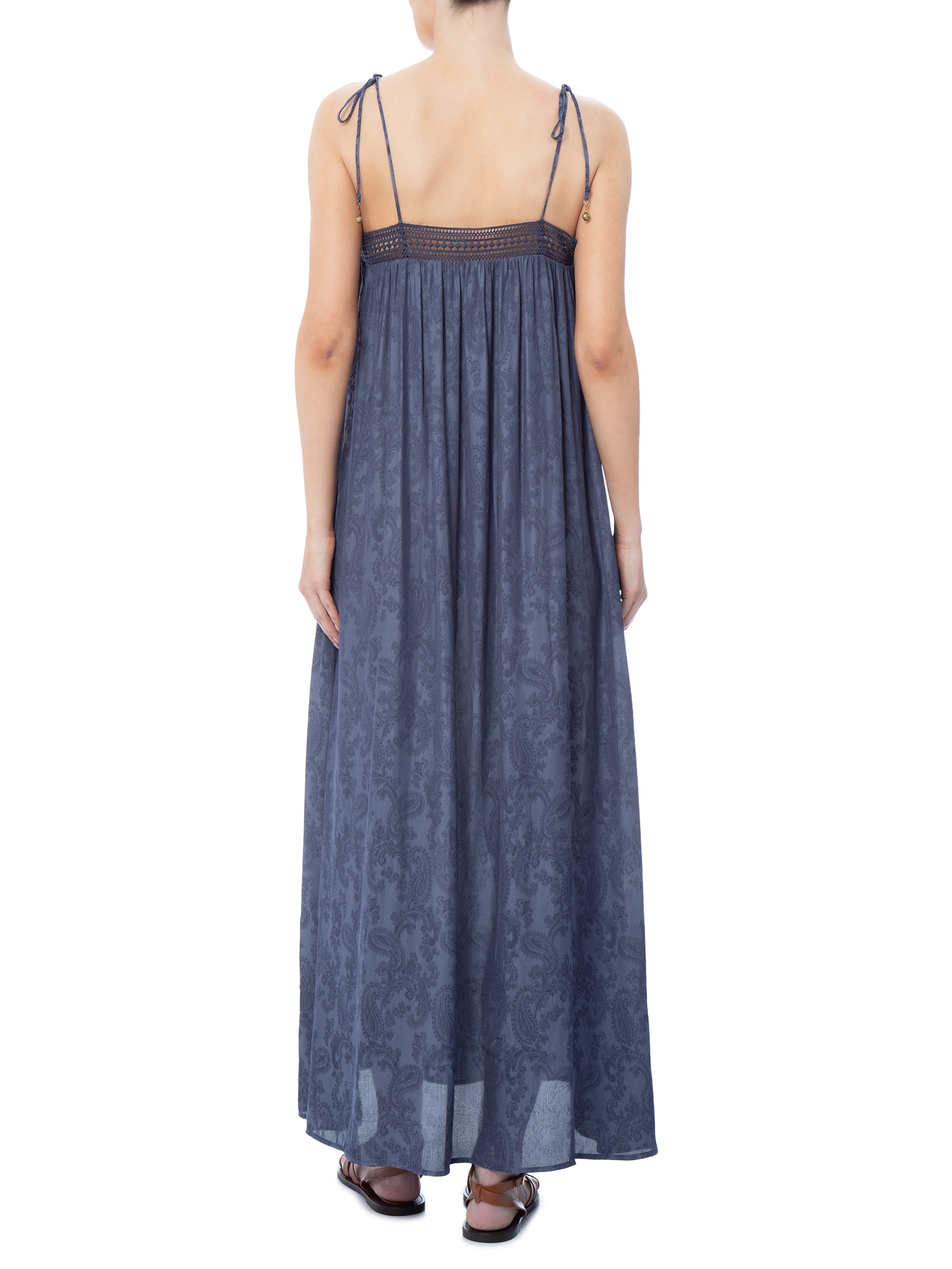 Vestido Midi Jacquard Cachemiere Azul Maria Filó