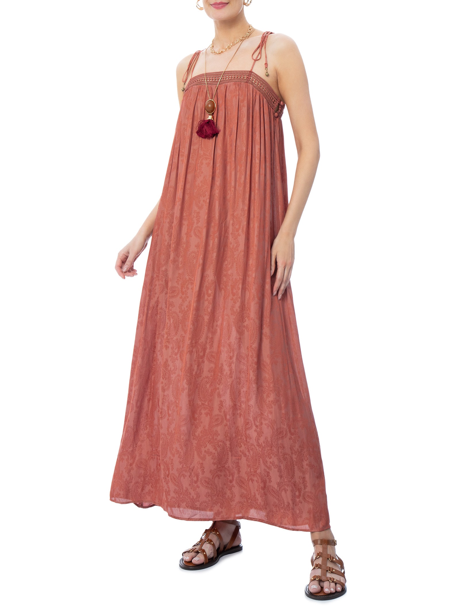 Vestido Midi Jacquard Cachemiere Rosa Maria Filó