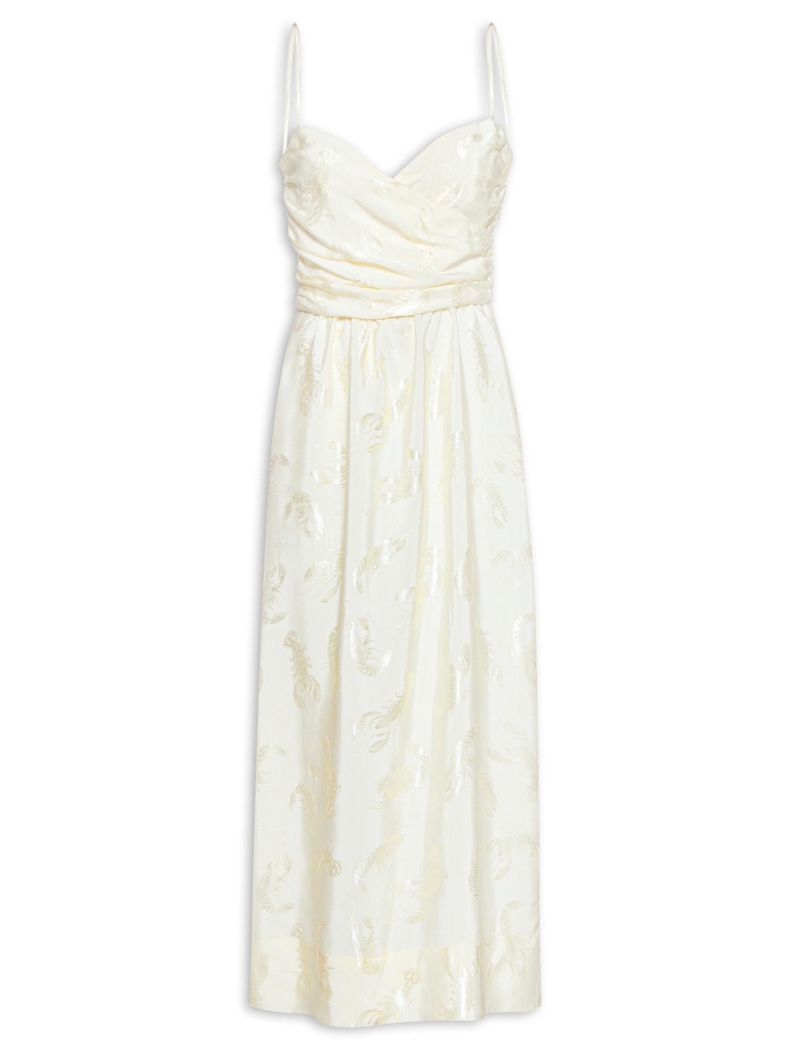 Vestido Midi Jacquard Concha Do Mar Off White Farm