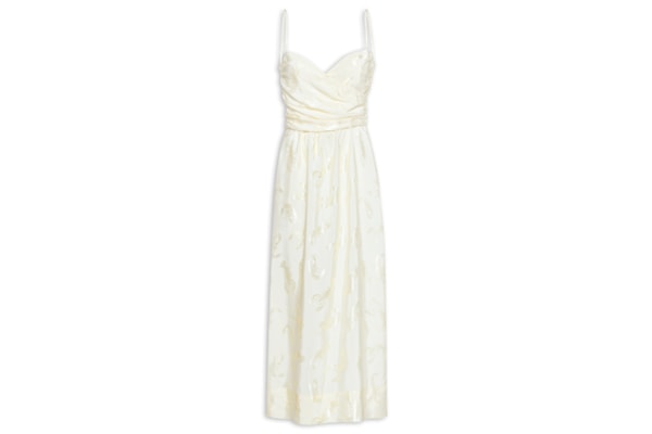 Vestido Midi Jacquard Concha Do Mar - Off White