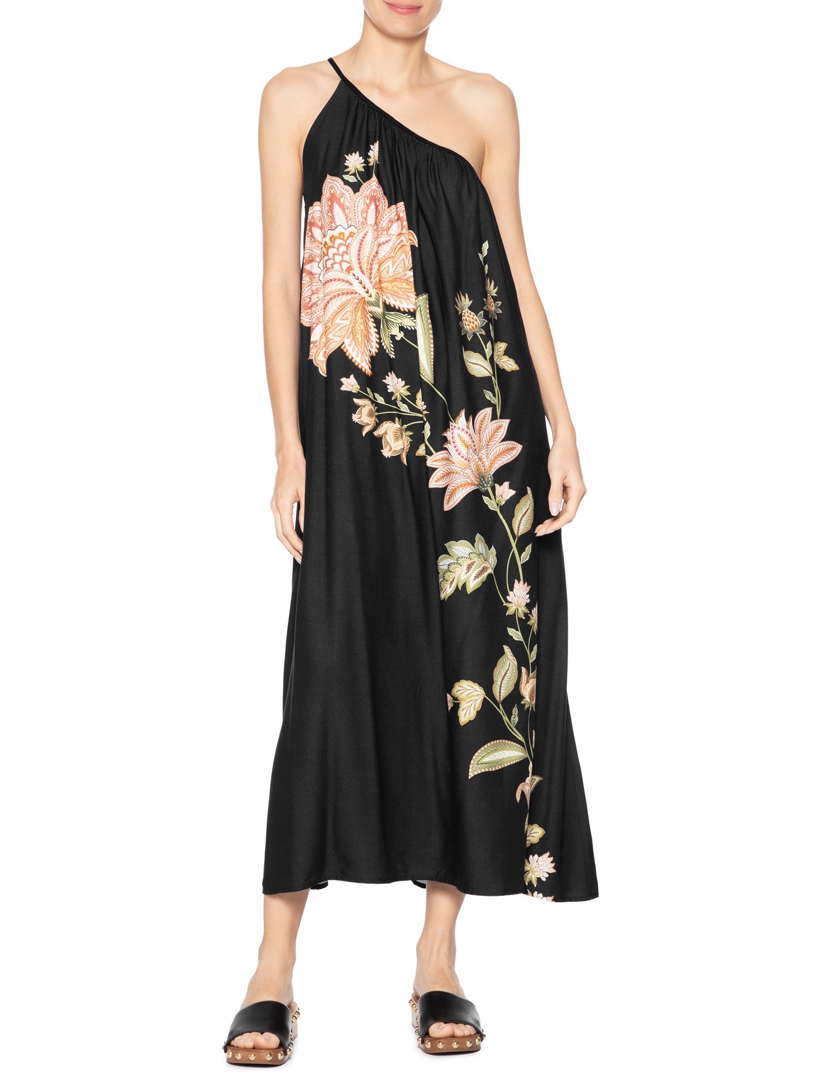 Vestido Midi Jamile Preto Farm