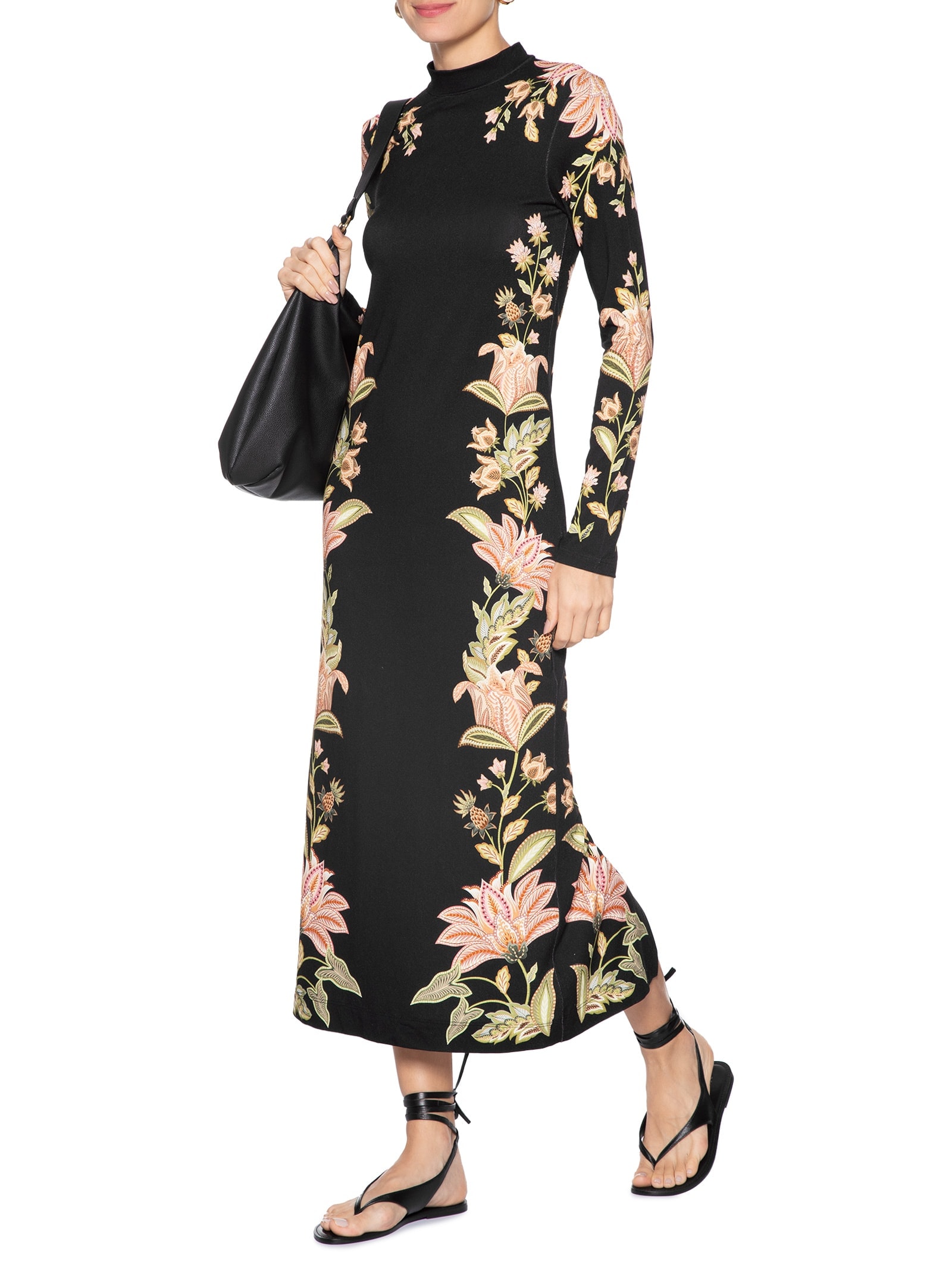Vestido Midi Jamile Preto Farm