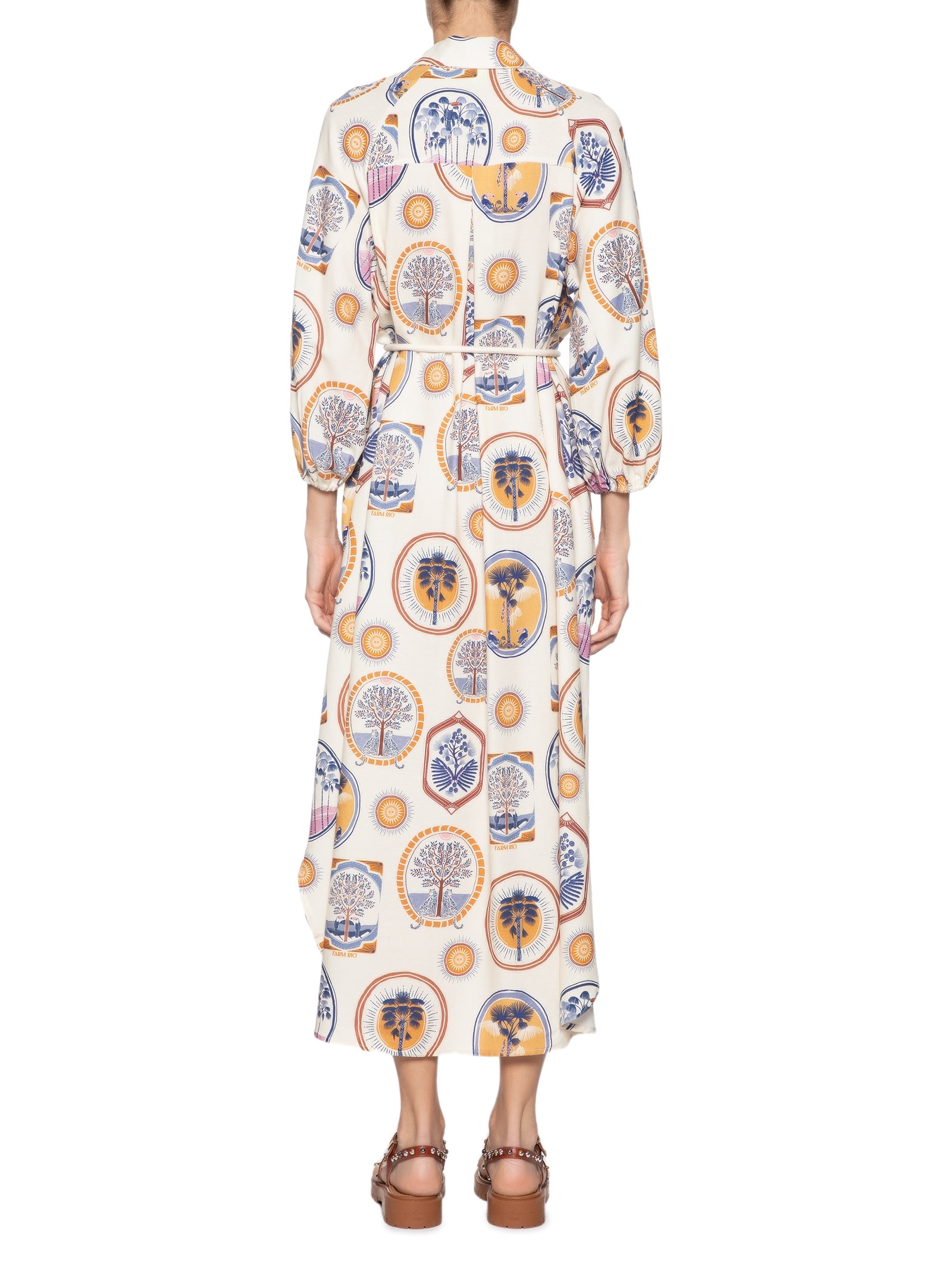 Vestido Midi Janelas Do Cerrado Azul  Farm