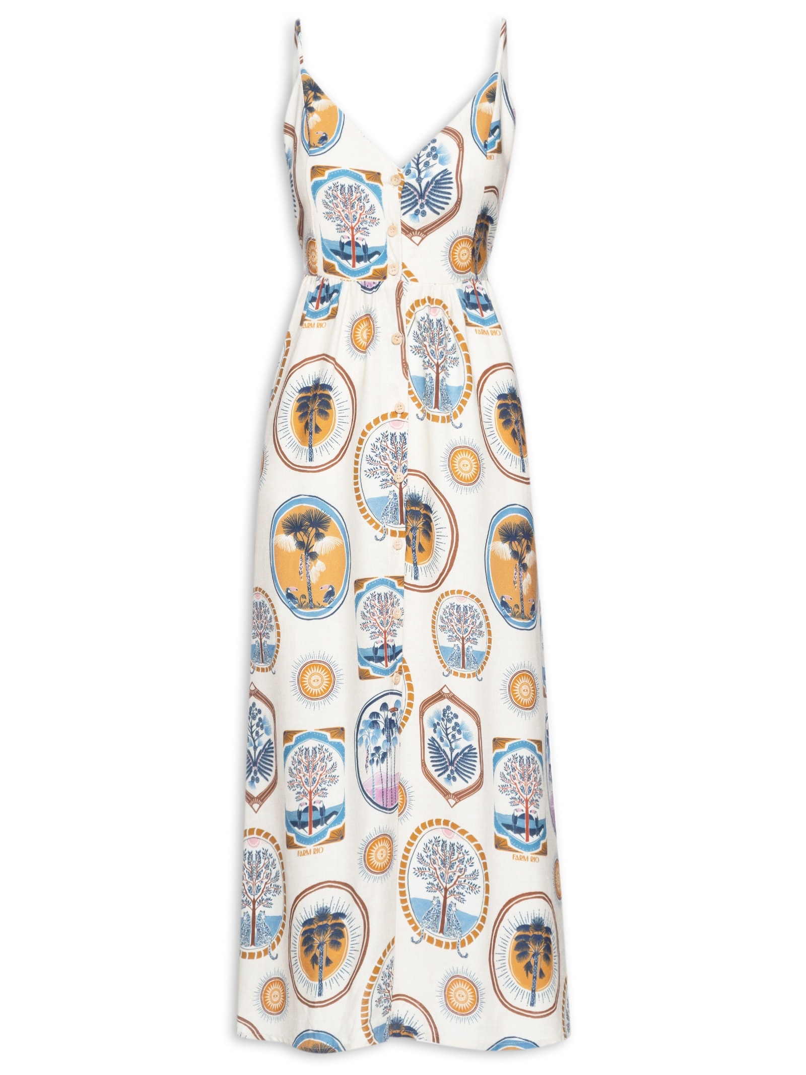 Vestido Midi Janelas Do Cerrado Azul Farm