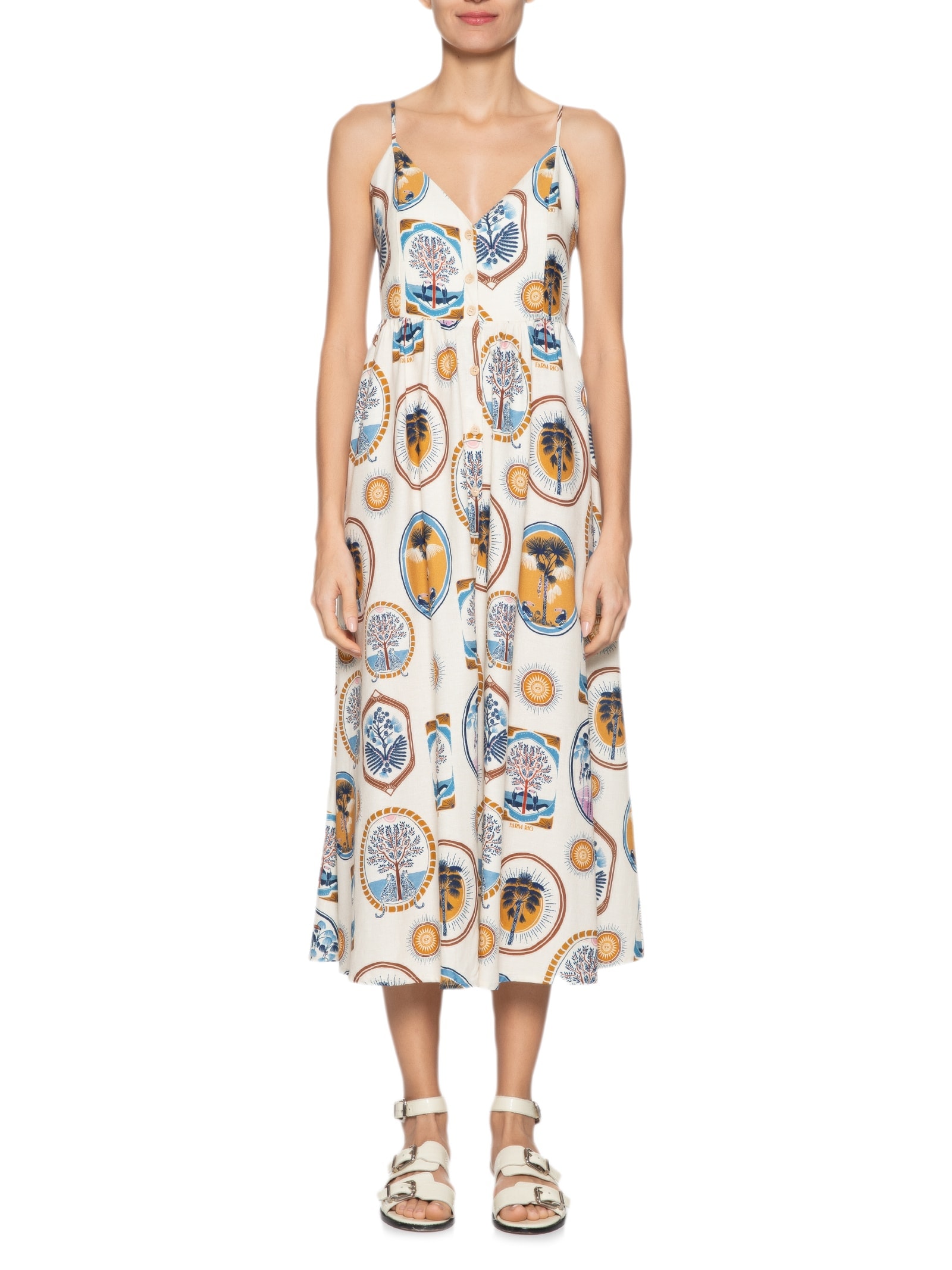 Vestido Midi Janelas Do Cerrado Azul Farm