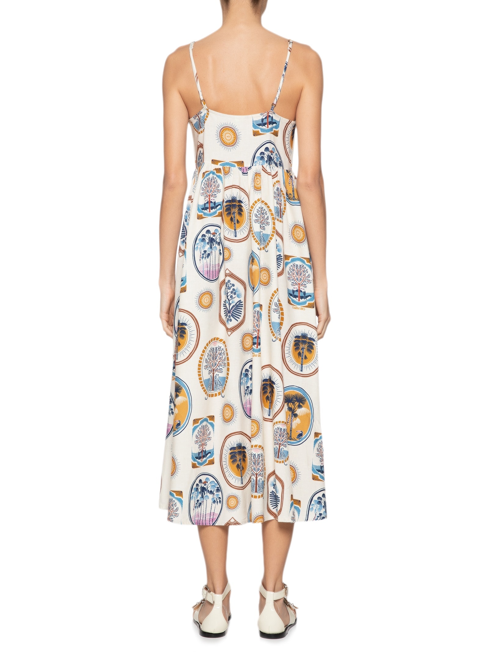 Vestido Midi Janelas Do Cerrado Azul Farm