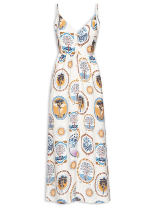 Vestido Midi Janelas Do Cerrado - Azul