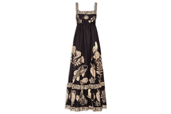 Vestido Midi Jardim De Cordel - Preto