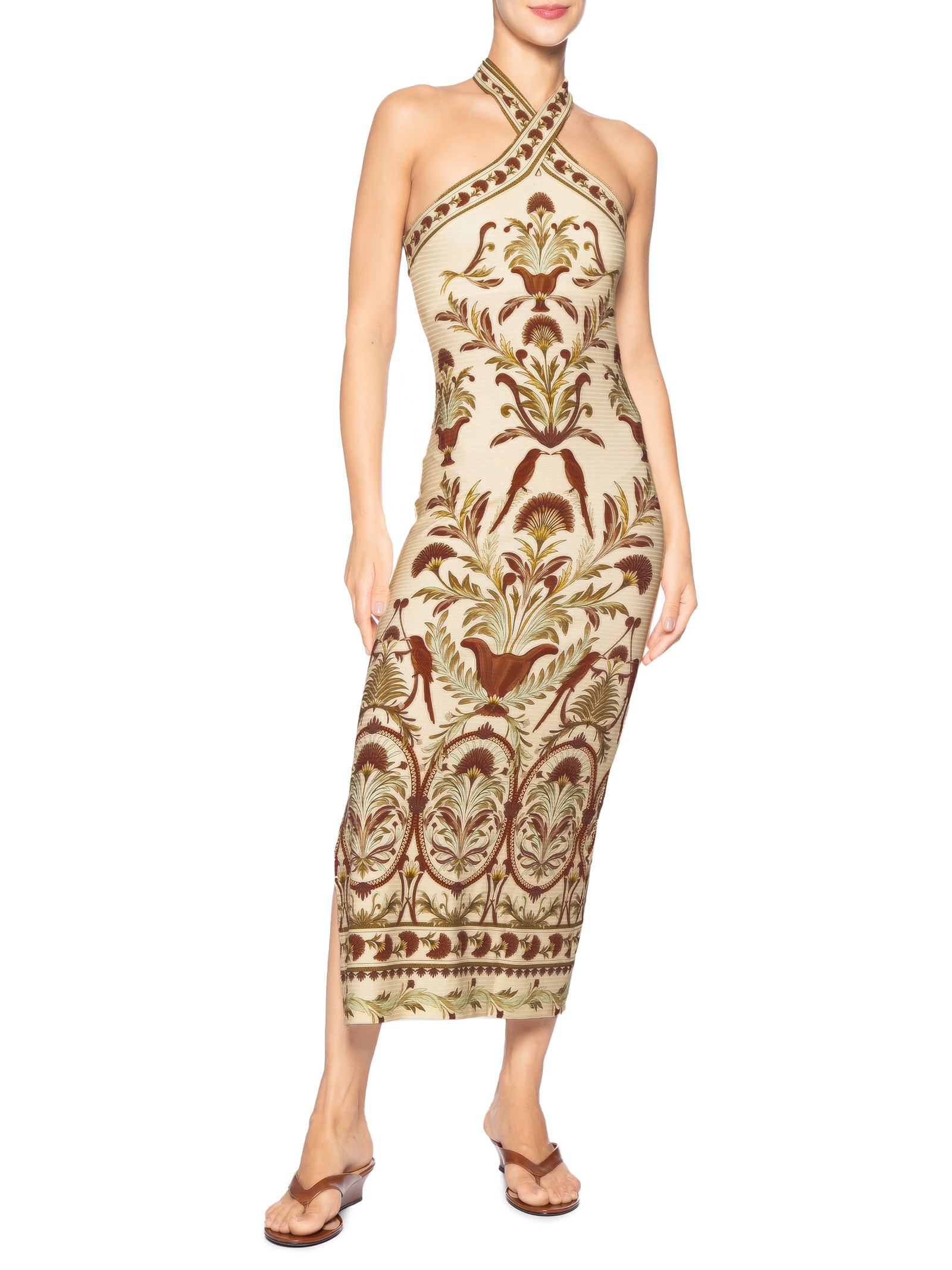 Vestido Midi Jardim Louise Bege Farm