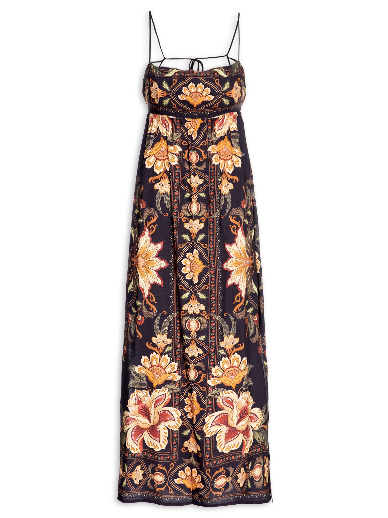 Vestido Midi Jardim Majestoso Preto Farm