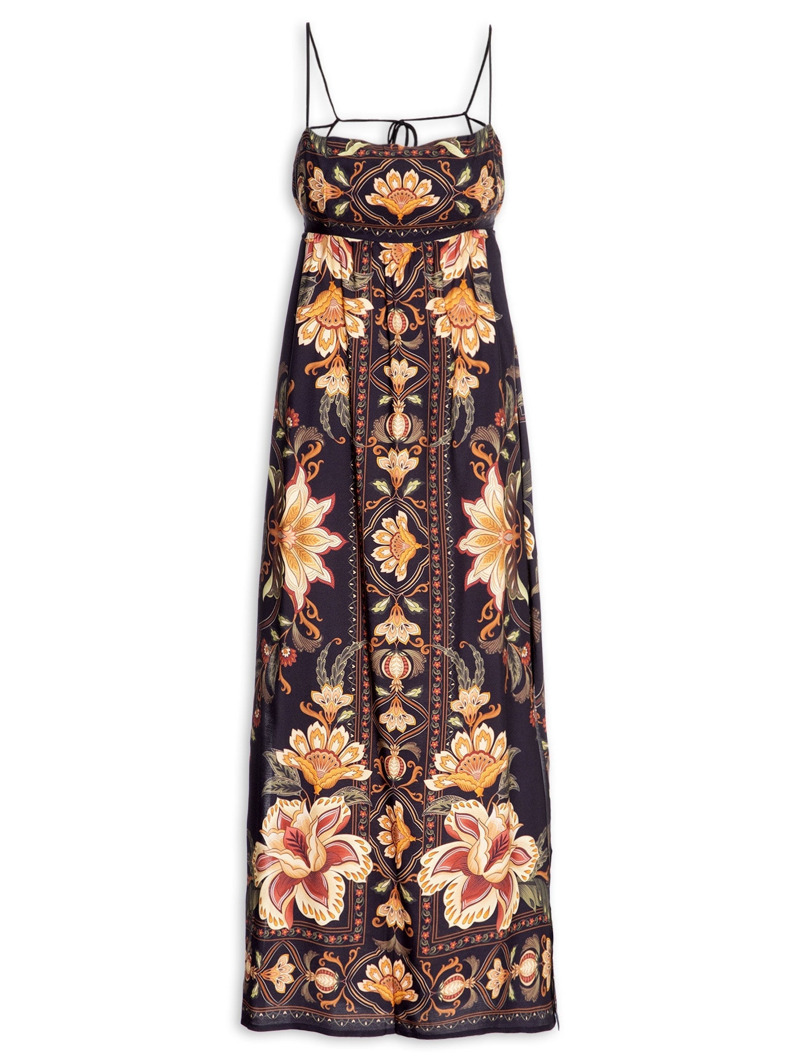 Vestido Midi Jardim Majestoso Preto Farm