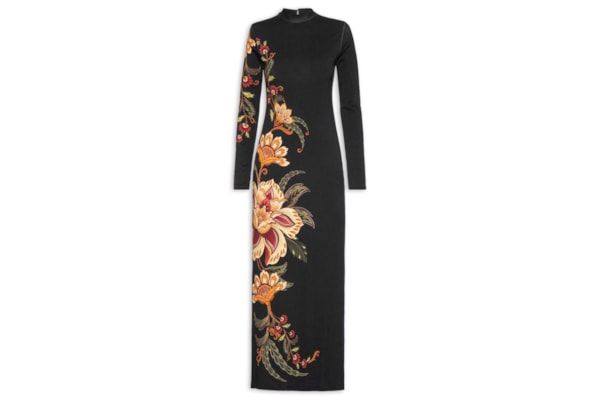 Vestido Midi Jardim Majestoso - Preto